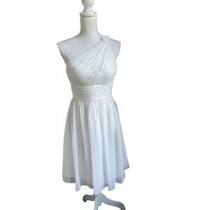 NWT Donna Morgan One Shoulder Chiffon Pleated Dress Off White Size 4